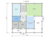 Дом шале из бруса в полтора этажа 12х12 с котельной Тана